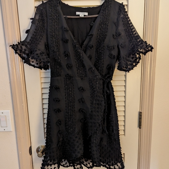 Fablux Dresses & Skirts - Dress, Wrap mini dress by Fablux, size small, black, EUC.